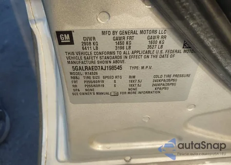 2010 Buick Enclave Cx z USA, uszkodzony, nr VIN 5GALRAED7AJ198545